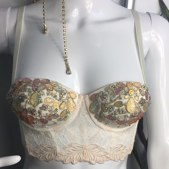 bebe Tops - Bebe EUC Swarovski Crystal/ Beaded Crop Top XS